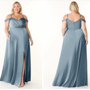 Azazie Ocean Stretch Satin Bridesmaid Dress - NWT